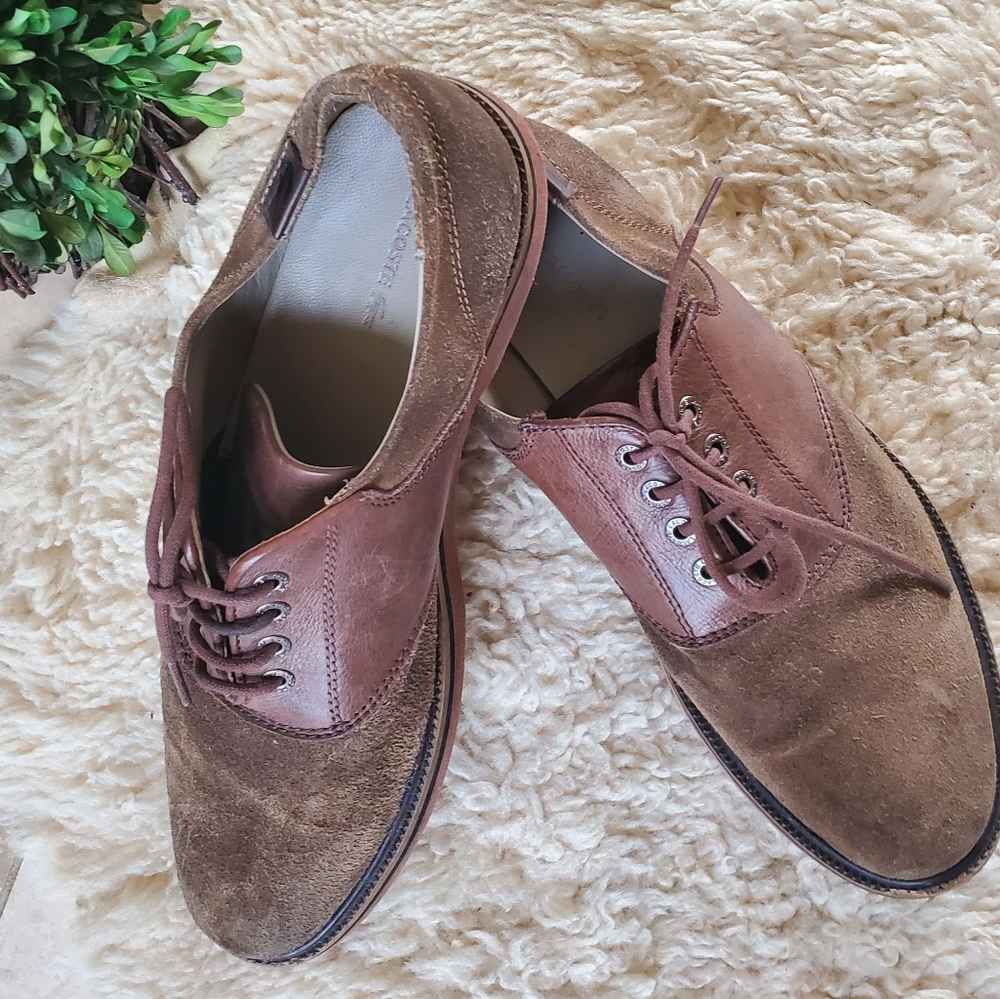 Lacoste sz9 brown leather & suede lace up shoes